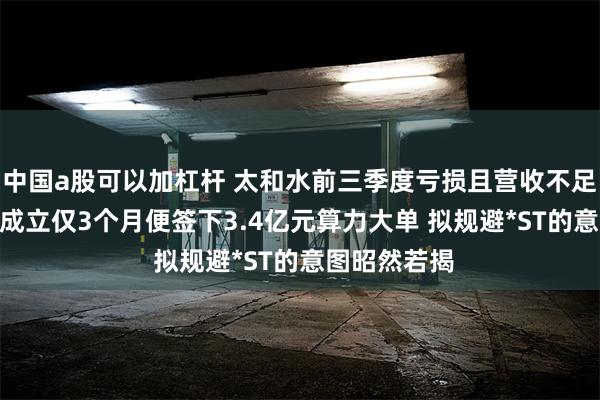 中国a股可以加杠杆 太和水前三季度亏损且营收不足1亿 子公司成立仅3个月便签下3.4亿元算力大单 拟规避*ST的意图昭然若揭