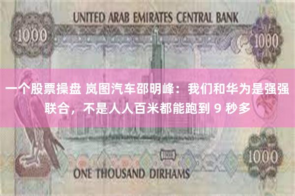 一个股票操盘 岚图汽车邵明峰：我们和华为是强强联合，不是人人百米都能跑到 9 秒多